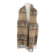 Unbranded Large Reindeer Fringed Scarf