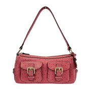 Dooney & Bourke Double Pocket Pink Ostrich Shoulder Bag