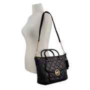 MICHAEL Michael Kors Large Fulton Quilted Satchel Black