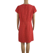 LOFT Coral Red Floral Eyelet Dress