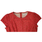 LOFT Coral Red Floral Eyelet Dress