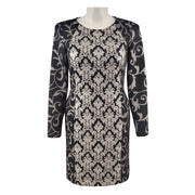 Antonio Melani Black Silver Damask Brocade Dress