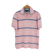 Tommy Hilfiger Striped Polo Shirt Pink/Large Front View