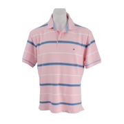 Tommy Hilfiger Striped Polo Shirt Pink/Large Front View