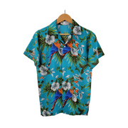 V.H.O Men's Hawaiian Shirt Blue Parrot Size S Front view