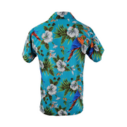 V.H.O Men's Hawaiian Shirt Blue Parrot Size S Back View