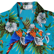 V.H.O Men's Hawaiian Shirt Blue Parrot Size S