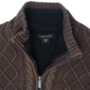 Structure Men's Sherpa Lined Cable Knit Sweater Jacket Size M