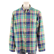 Ralph Lauren Button-Down Blue Green Plaid Shirt