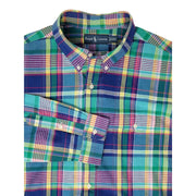 Ralph Lauren Button-Down Blue Green Plaid Shirt