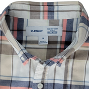 Old Navy Men's Everyday Shirt Slim Fit Built-In Flex Brown Plaid