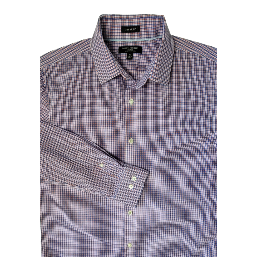 Banana Republic Grant Fit Non-Iron Cotton Stretch Shirt Size M