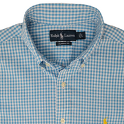 Ralph Lauren Men's Classic Fit Blue Gingham Seersucker Shirt Size L