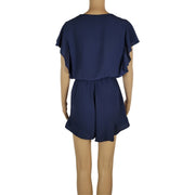 H&M Ruffle Romper Size 8 Navy Blue Back View