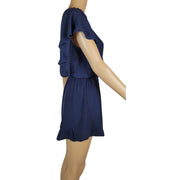 H&M Ruffle Romper Size 8 Navy Blue Side View