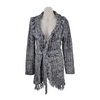 LEMO USA Cable Knit Fringed Belted Cardigan