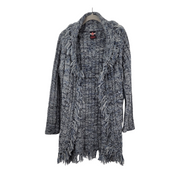 LEMO USA Cable Knit Fringed Belted Cardigan