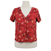 Pink Rose Short Sleeve Floral Blouse