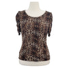 Worthington Animal Print Ruched Sleeve Top