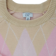 Crown & Ivy Argyle Jacquard Crew Neck Sweater