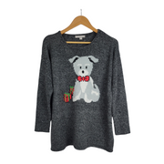 Woman Within Dog With Gift Motif Sweater