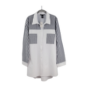 Ashley Stewart Striped Cotton Blend Shirt - NWT