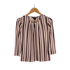 Liz Claiborne Career Striped Keyhole Gold Accent Blouse Small Front View