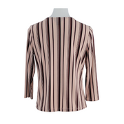 Liz Claiborne Career Striped Keyhole Gold Accent Blouse Small Back View