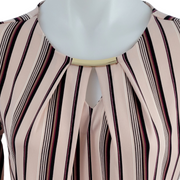 Liz Claiborne Career Striped Keyhole Gold Accent Blouse Small