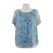 LC Lauren Conrad Blue Floral Blouse Size L