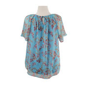 LC Lauren Conrad Blue Floral Blouse Size L