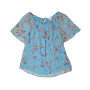 LC Lauren Conrad Blue Floral Blouse Size L