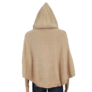 Copper Key Hooded Cable Knit Sweater Poncho