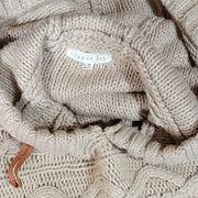 Copper Key Hooded Cable Knit Sweater Poncho