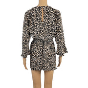 Who What Wear Wrap Romper Black/Tan Floral XS Back View