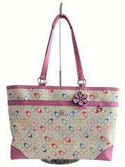 Coach White Pink Canvas and Leather Tote/Diaper Bag