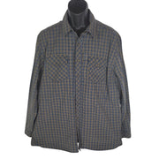 Front view of 5.11 tactical CCW flannel shirt in blue and brown