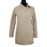 Jeanne Pierre Cable Knit Large Collar Tunic Sweater