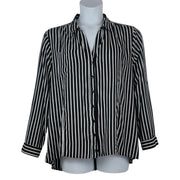 Ashley Stewart Striped Roll-Up Blouse