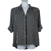 Ashley Stewart Striped Roll-Up Blouse