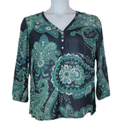 Lucky Brand Peasant Paisley Blouse L