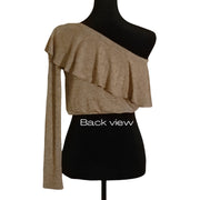 Back view of Acemi one shoulder cropped sweater.