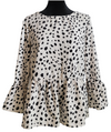 SHEIN Peplum Blouse Size 4 White/Black Front View